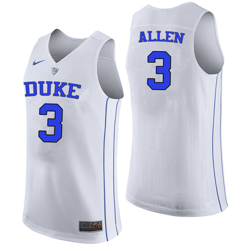 Duke Blue Devils #3 Grayson Allen College Basketball Jerseys-White